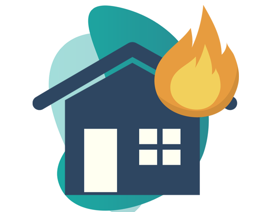 fire insurance - vector image of home and fire symbol