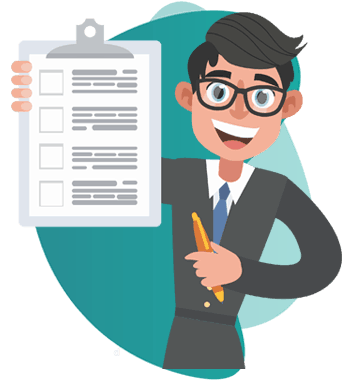 gratuity insurance -  vector image of man holding a notepad and smiling