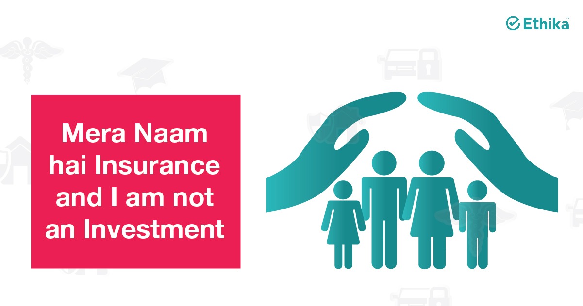 vector image of hands protecting people - Mera Naam hai Insurance and I am not an Investment