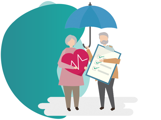 Vector Image of a man and woman holding insurance papers - accident insurance policies