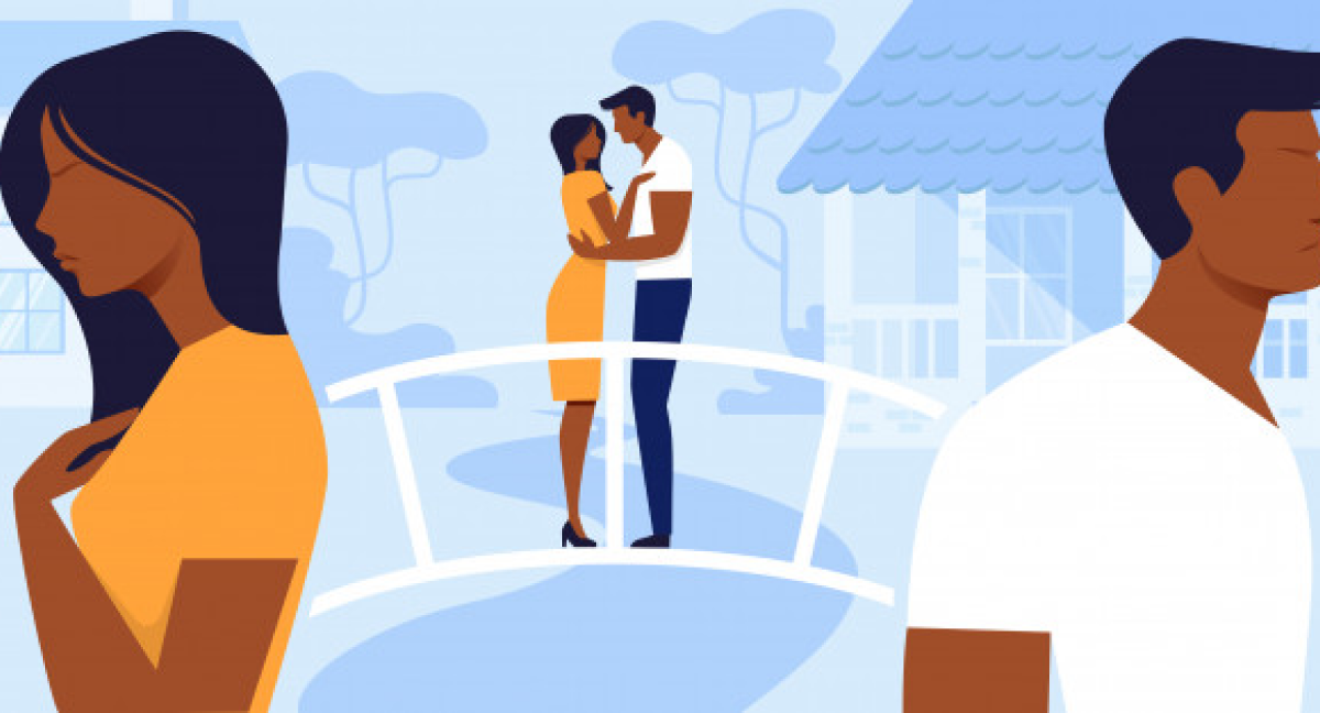 vector image of couple with distance