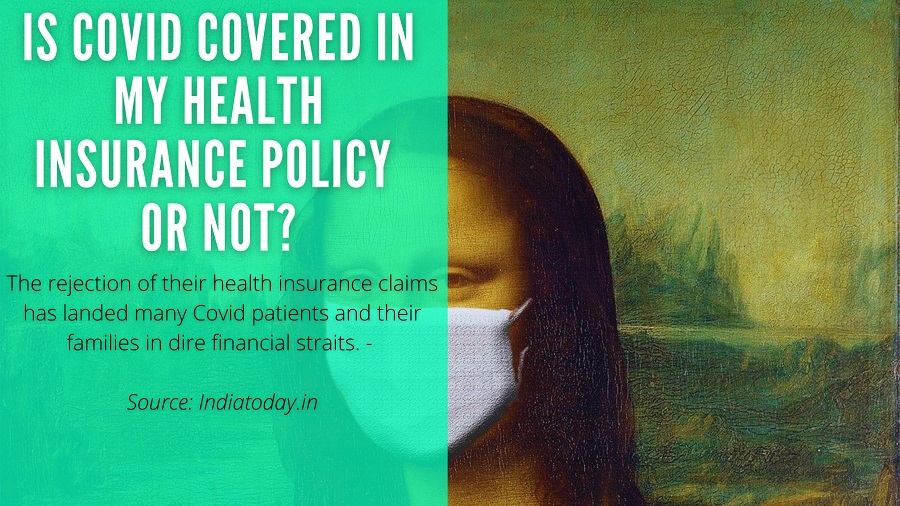 Monalisa mask photo with a health insurance question, if covid covered in health insurance policy or not.